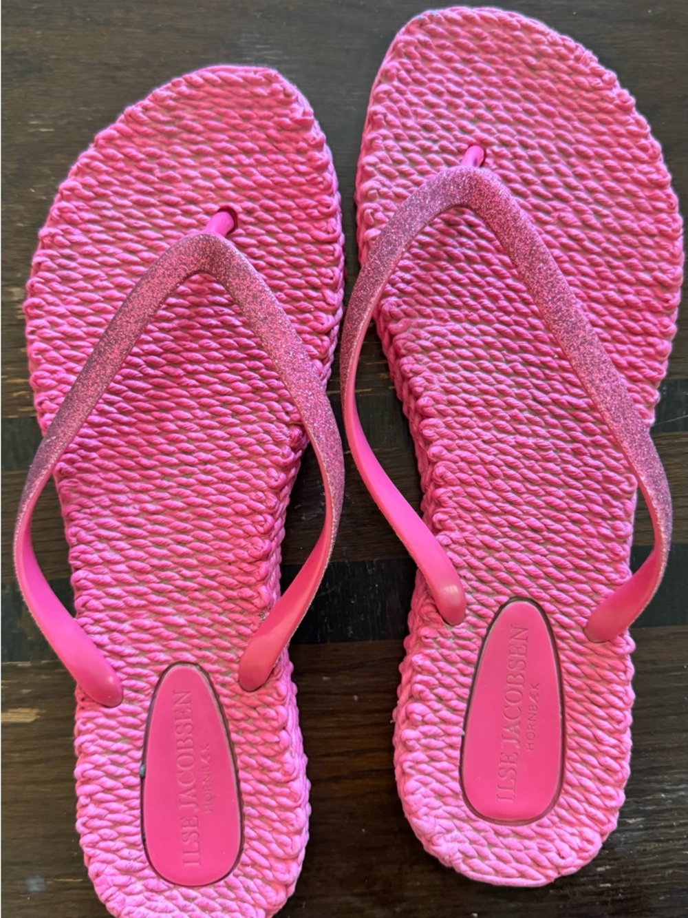 Ilse Jacobsen Hot Pink Woven Flip Flop Sandals